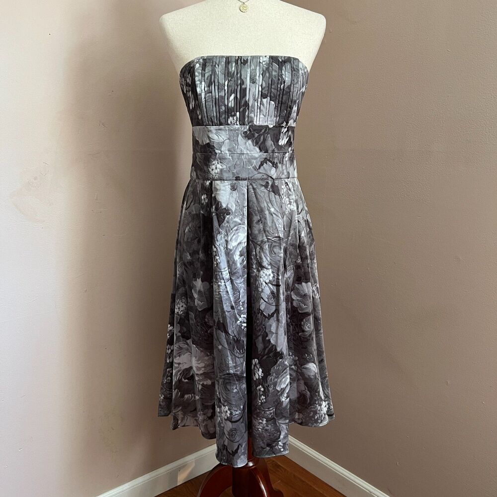 Newport News Whimsygoth Strapless Floral Midi Dress y2k Goth Dark‎ Romantic Sz 4